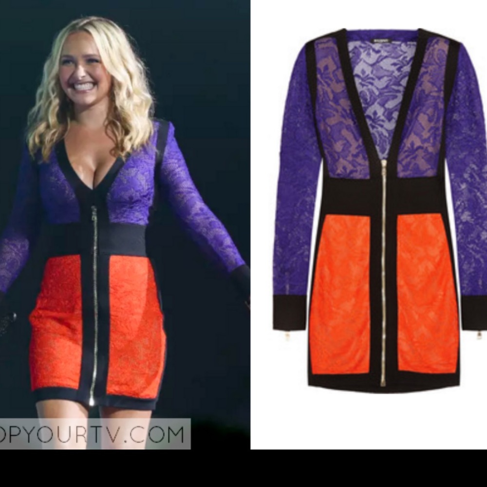 Lace Colorblock Deep V Dress-Nikki Minaj Inspired